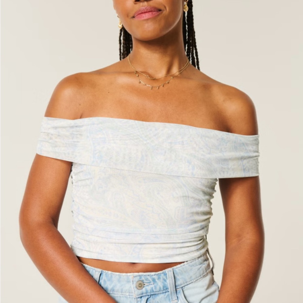 Hollister Mesh Foldover Off-The-Shoulder Top